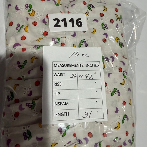 Vintage Trousers Up Fruit Print Eyelet Tiered Midi Skirt White Cotton Blend SZ L - Picture 10 of 10